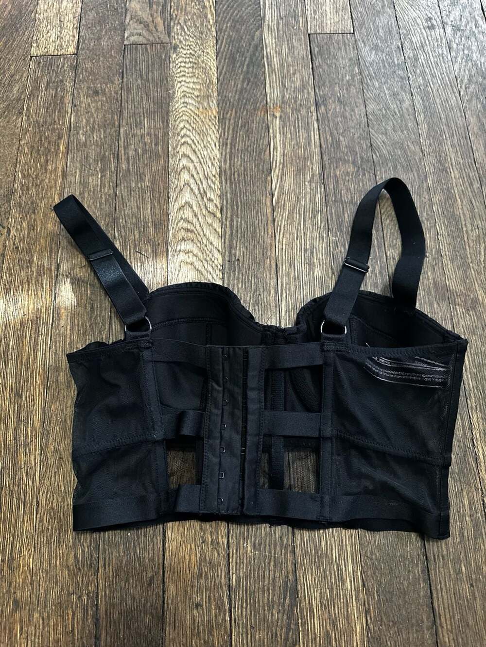 Victoria's Secret Very Sexy Black Quilted Satin and Mesh Longline Balconet Bra - Picture 3 of 8